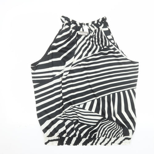 Wallis Women’s Black & White Striped Sleeveless Halter Blouse Size L