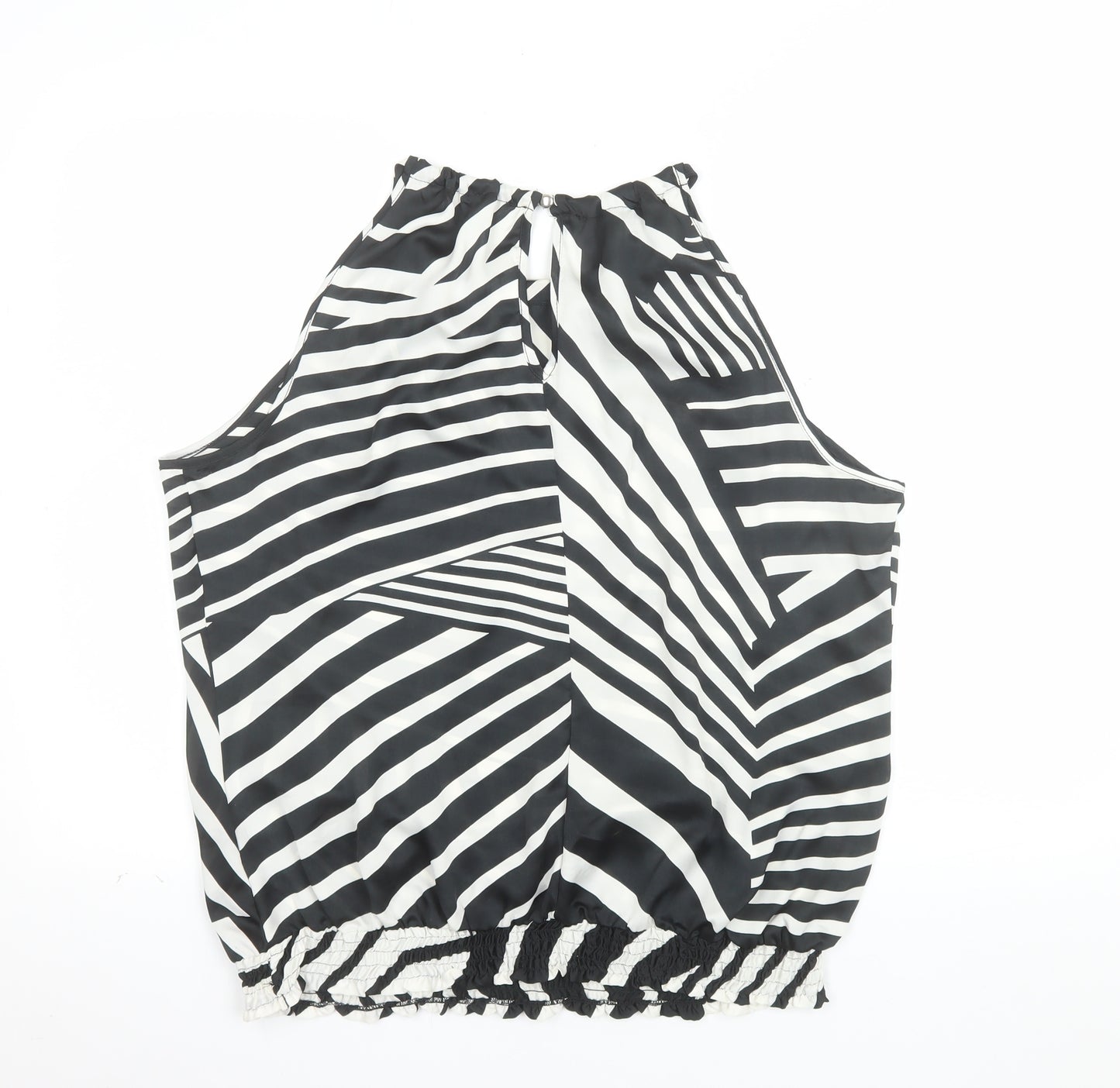 Wallis Women’s Black & White Striped Sleeveless Halter Blouse Size L