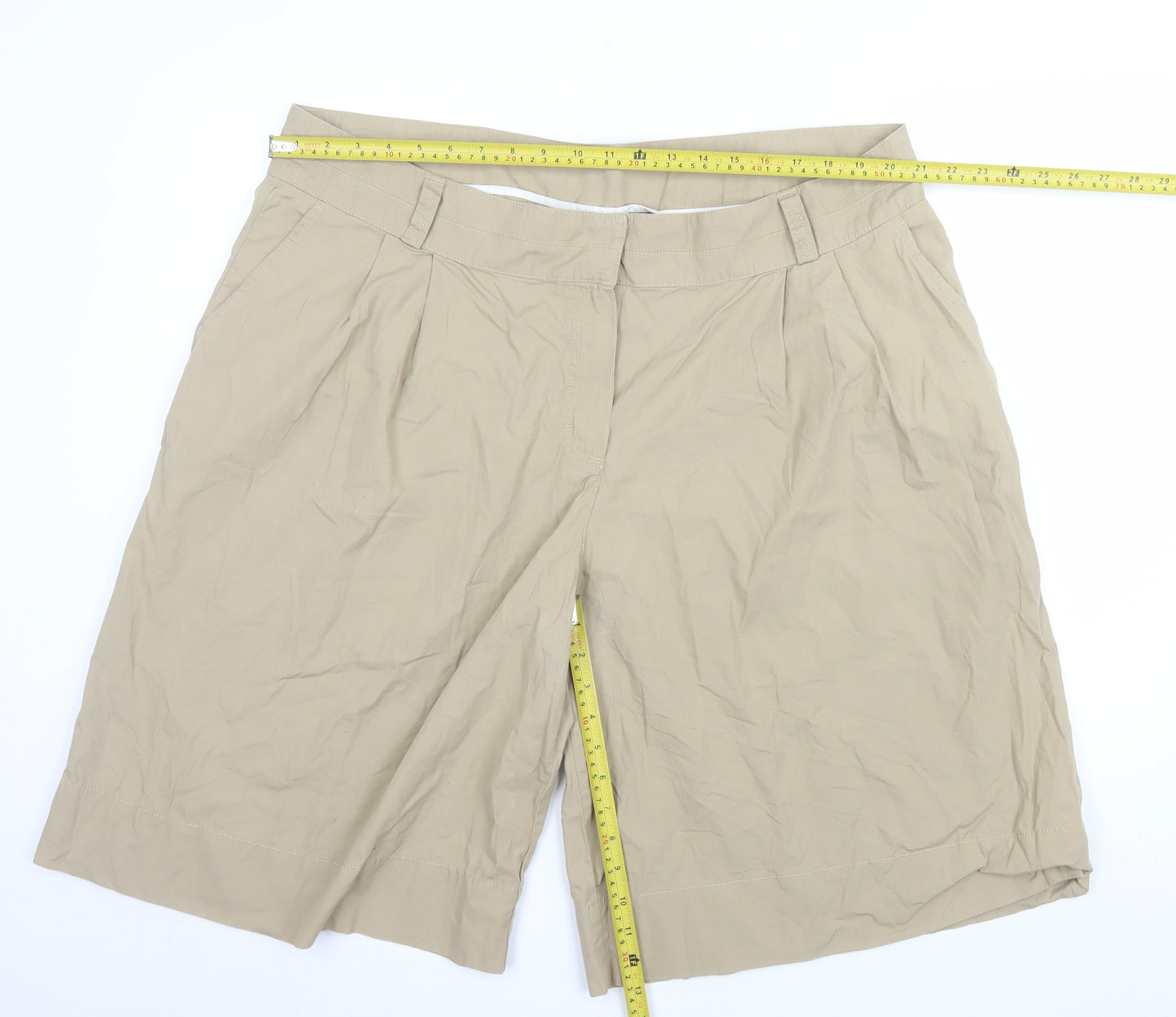 Marks and Spencer Women’s Beige Cotton Bermuda Shorts UK 22