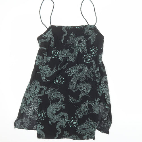 Motel Women’s Black Dragon Print Viscose Camisole Tank Top Size S