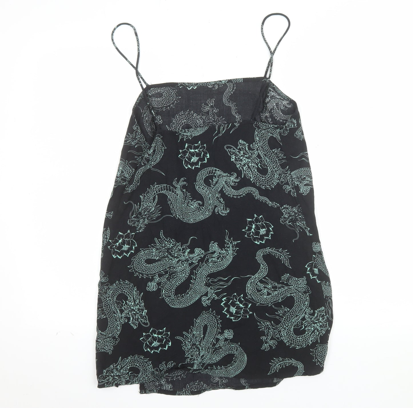 Motel Women’s Black Dragon Print Viscose Camisole Tank Top Size S