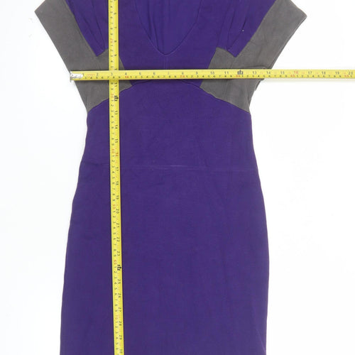 Topshop Women's Purple Bodycon Knee Length Dress Size 8