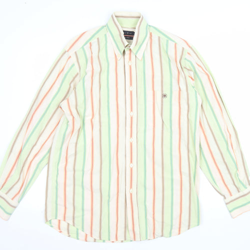 Memo's Men's Multicoloured Striped Classic Fit Cotton Button-Up Shirt M