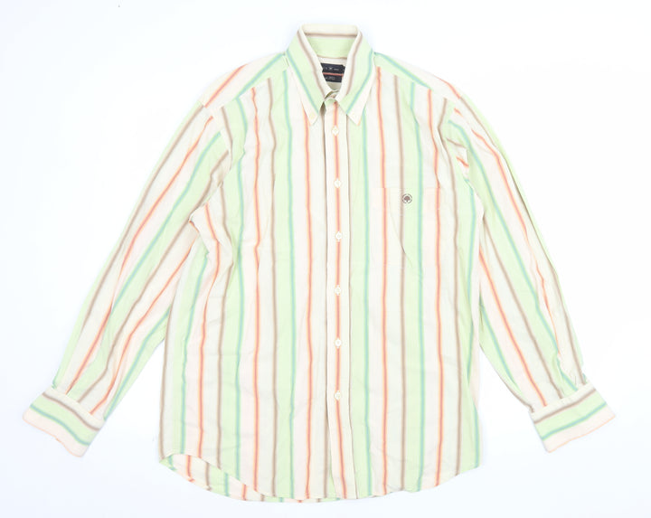 Memo's Men's Multicoloured Striped Classic Fit Cotton Button-Up Shirt M