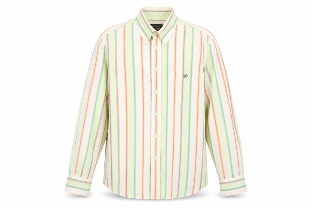Front view of Memo's Men's Multicoloured Striped Classic Fit Cotton Button-Up Shirt M
