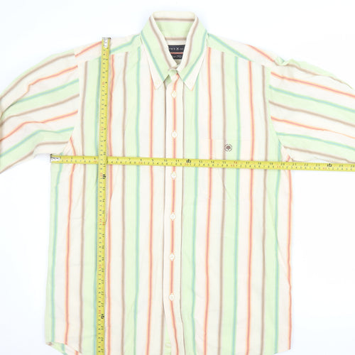 Memo's Men's Multicoloured Striped Classic Fit Cotton Button-Up Shirt M