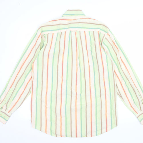 Memo's Men's Multicoloured Striped Classic Fit Cotton Button-Up Shirt M