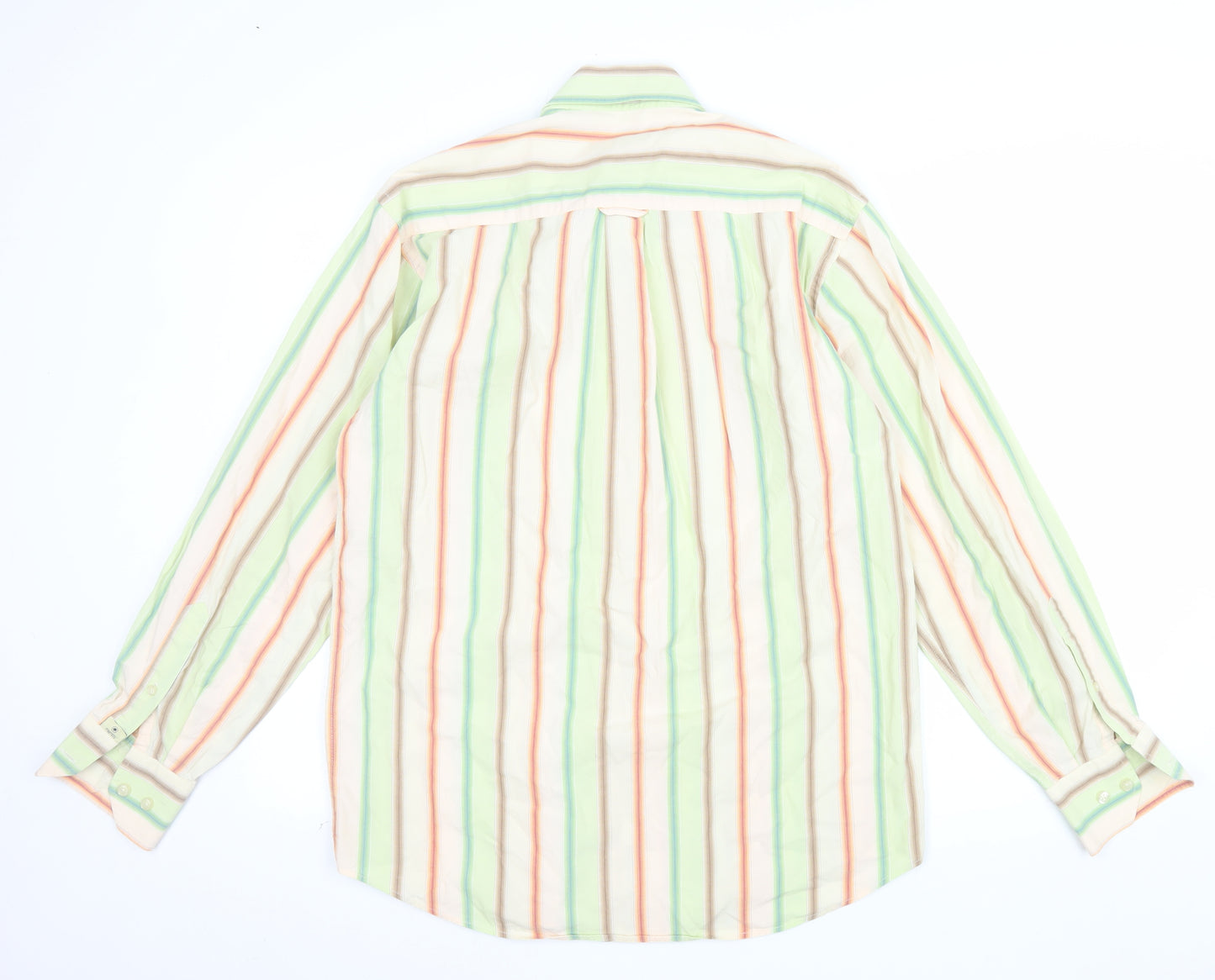 Memo's Men's Multicoloured Striped Classic Fit Cotton Button-Up Shirt M