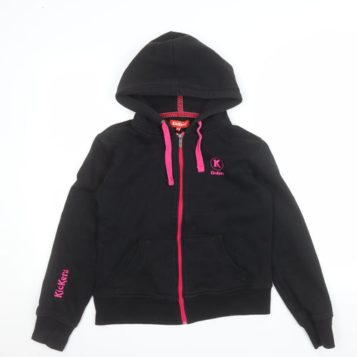 Kickers Teen Girls Black Pink Full Zip Hoodie Size 14 Cotton