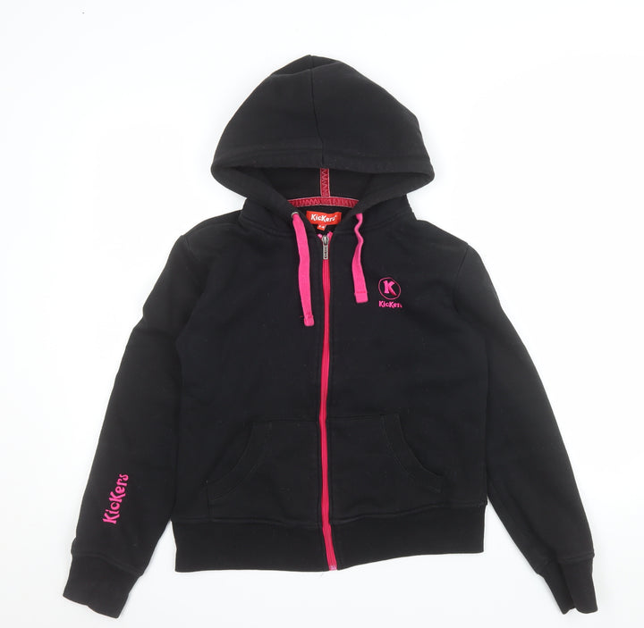 Kickers Teen Girls Black Pink Full Zip Hoodie Size 14 Cotton