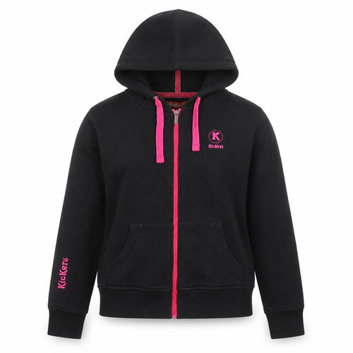 Kickers Teen Girls Black Pink Full Zip Hoodie Size 14 Cotton