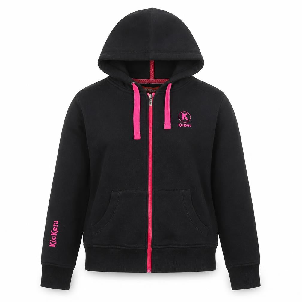 Kickers Teen Girls Black Pink Full Zip Hoodie Size 14 Cotton