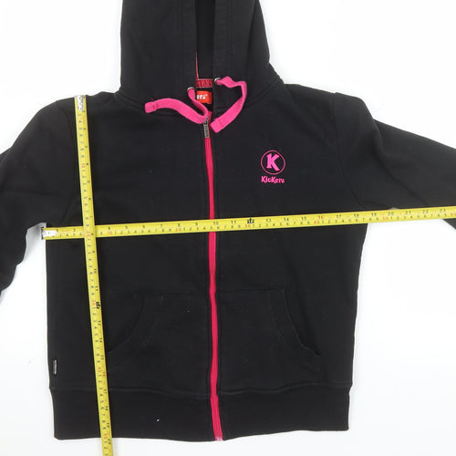 Kickers Teen Girls Black Pink Full Zip Hoodie Size 14 Cotton