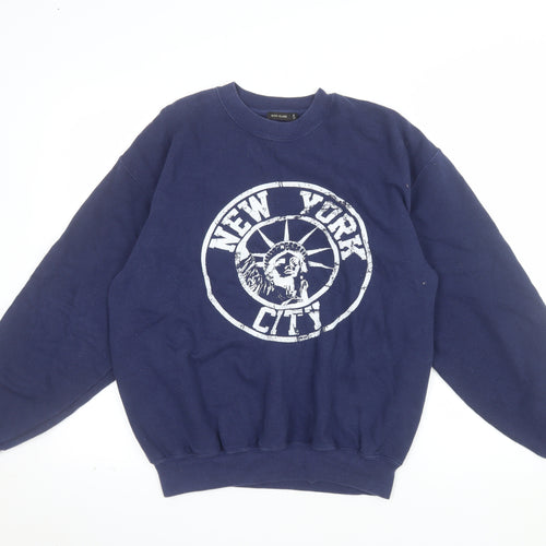 River Island Men's Blue New York City Graphic Pullover Sweatshirt Size S