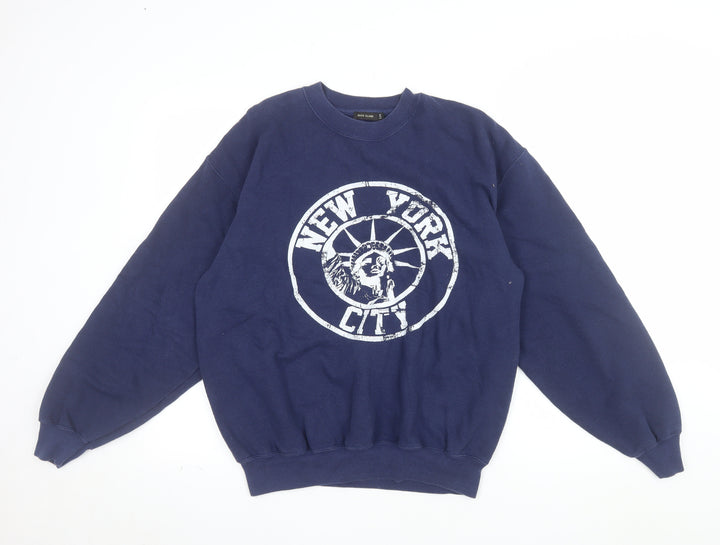 River Island Men's Blue New York City Graphic Pullover Sweatshirt Size S
