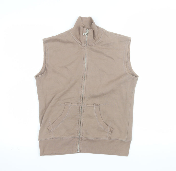 Vintage Process Womens Beige Full Zip Vest Hoodie M/L 100% Cotton