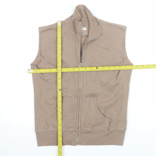 Vintage Process Womens Beige Full Zip Vest Hoodie M/L 100% Cotton