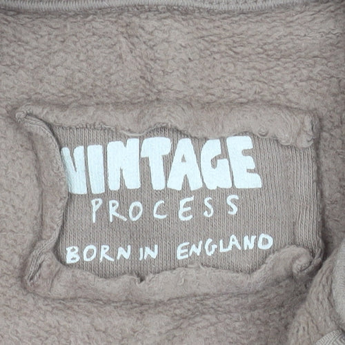 Vintage Process Womens Beige Full Zip Vest Hoodie M/L 100% Cotton