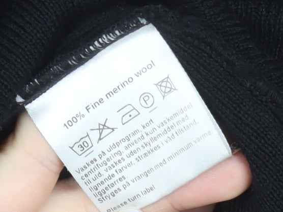 Bitte Kai Rand Women's Black Merino Wool V-Neck Cardigan M