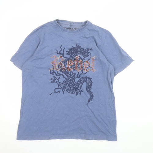 Bullit Men’s Blue Dragon Rebel Graphic Cotton T-Shirt Medium