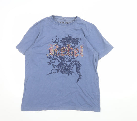 Bullit Men’s Blue Dragon Rebel Graphic Cotton T-Shirt Medium