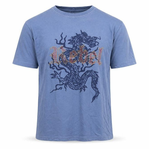 Bullit Men’s Blue Dragon Rebel Graphic Cotton T-Shirt Medium