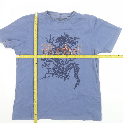 Bullit Men’s Blue Dragon Rebel Graphic Cotton T-Shirt Medium