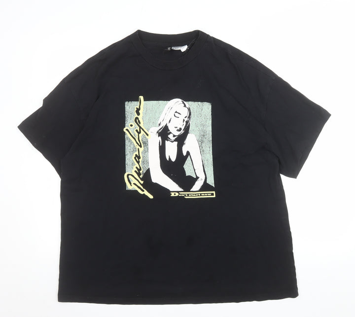 Dua Lipa H&M Divided Women's Black Graphic Music T-Shirt M