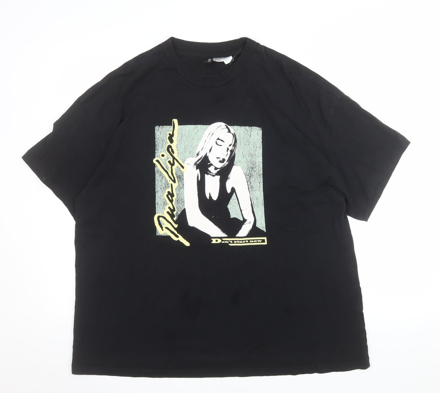 Dua Lipa H&M Divided Women's Black Graphic Music T-Shirt M