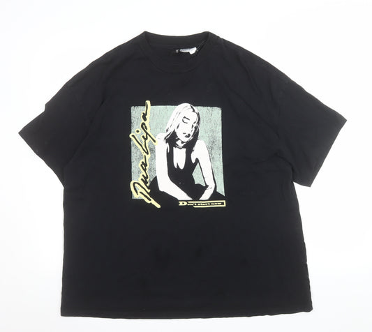 Dua Lipa H&M Divided Women's Black Graphic Music T-Shirt M