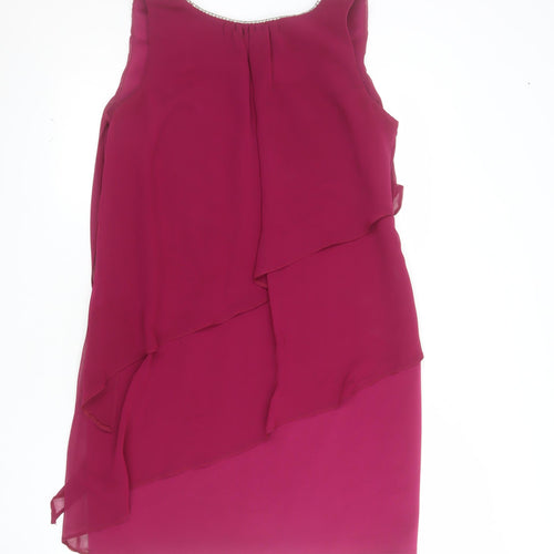 Wallis Petite Women's Purple Beaded Asymmetric Shift Dress Size 12