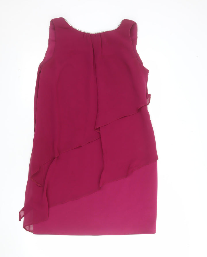 Wallis Petite Women's Purple Beaded Asymmetric Shift Dress Size 12