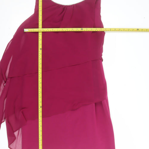 Wallis Petite Women's Purple Beaded Asymmetric Shift Dress Size 12
