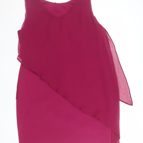 Wallis Petite Women's Purple Beaded Asymmetric Shift Dress Size 12