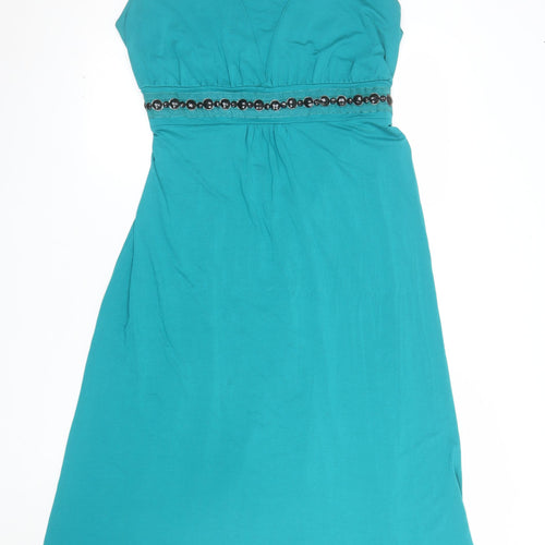Wardrobe Women Green Size 18 Sleeveless Beaded Empire Waist Dress