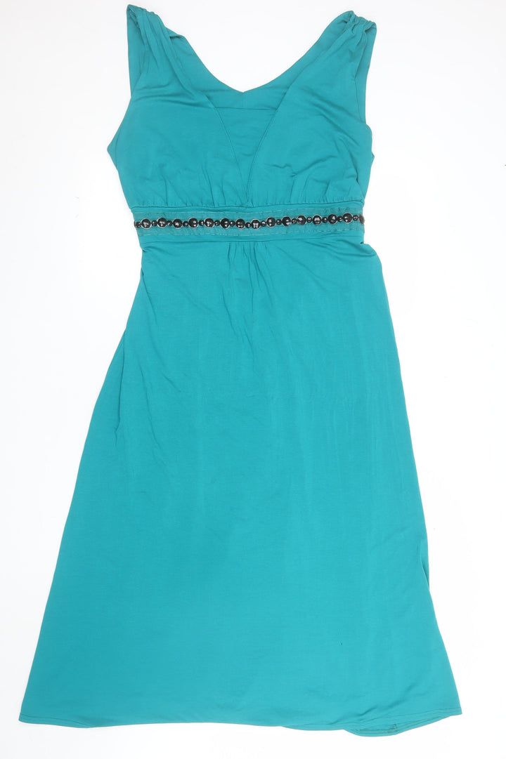 Wardrobe Women Green Size 18 Sleeveless Beaded Empire Waist Dress