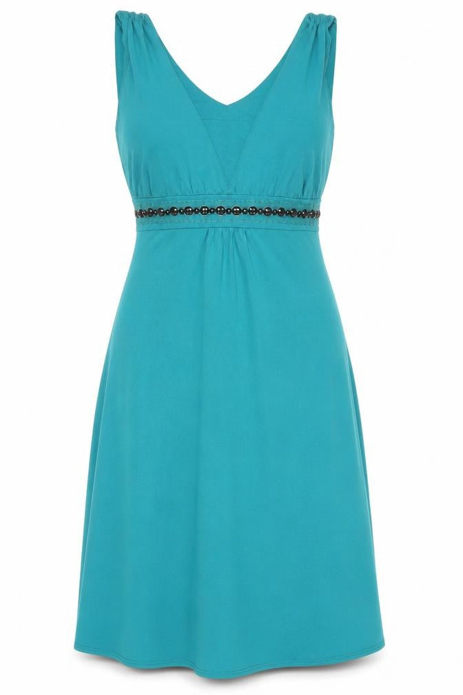 Wardrobe Women Green Size 18 Sleeveless Beaded Empire Waist Dress