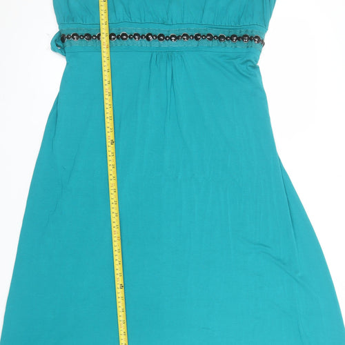Wardrobe Women Green Size 18 Sleeveless Beaded Empire Waist Dress