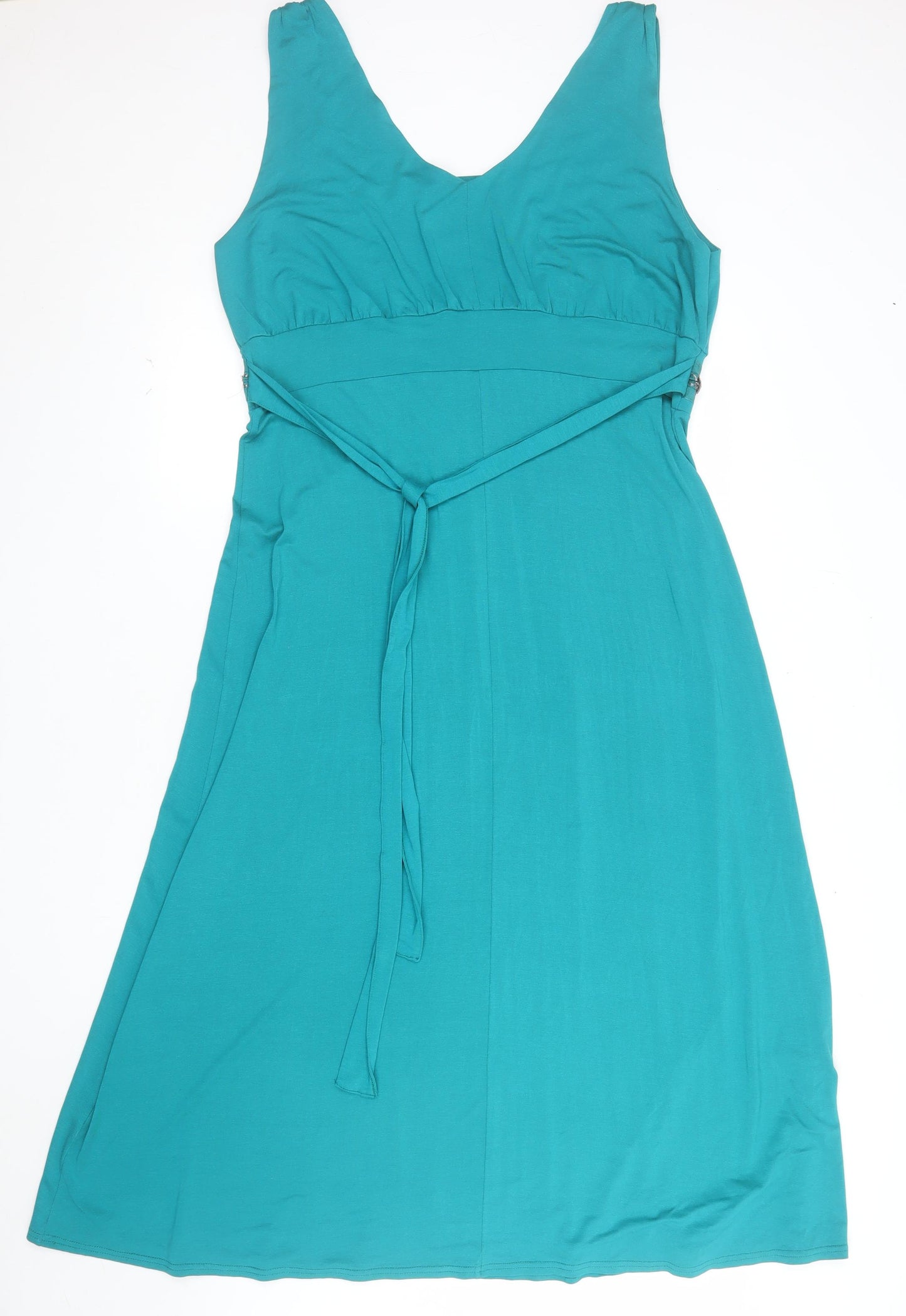 Wardrobe Women Green Size 18 Sleeveless Beaded Empire Waist Dress