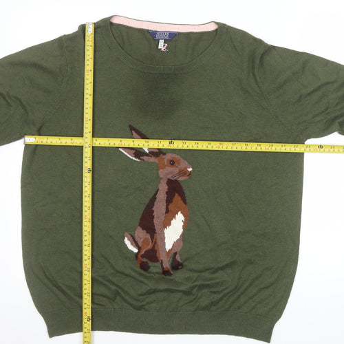 Joules Women Green Rabbit Jumper Size 18 Crew Neck Knitwear