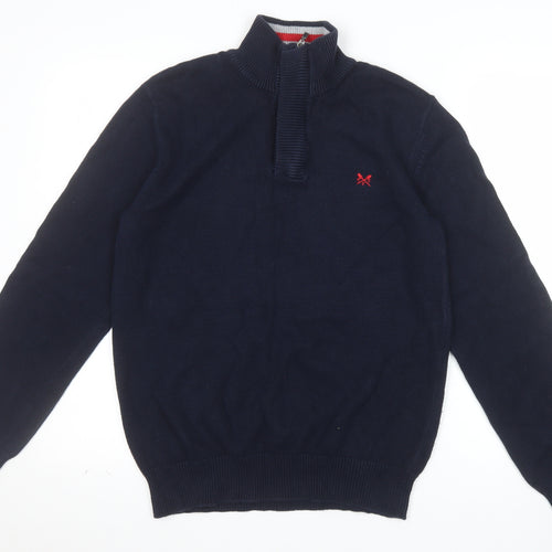 Crew Clothing Company Men's Blue Half Zip Cotton Jumper M