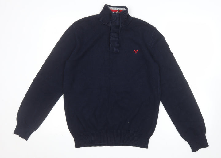 Crew Clothing Company Men's Blue Half Zip Cotton Jumper M