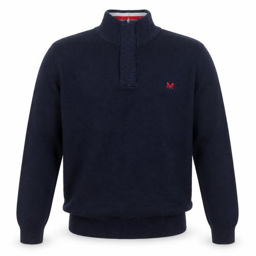 Crew Clothing Company Men's Blue Half Zip Cotton Jumper M