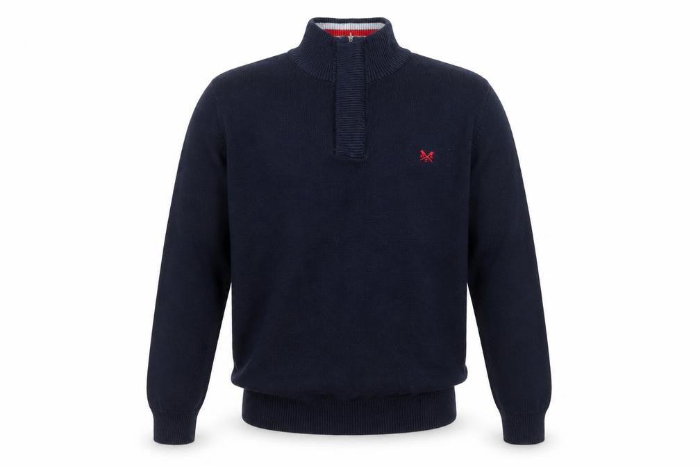 Crew Clothing Company Men's Blue Half Zip Cotton Jumper M