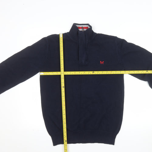 Crew Clothing Company Men's Blue Half Zip Cotton Jumper M