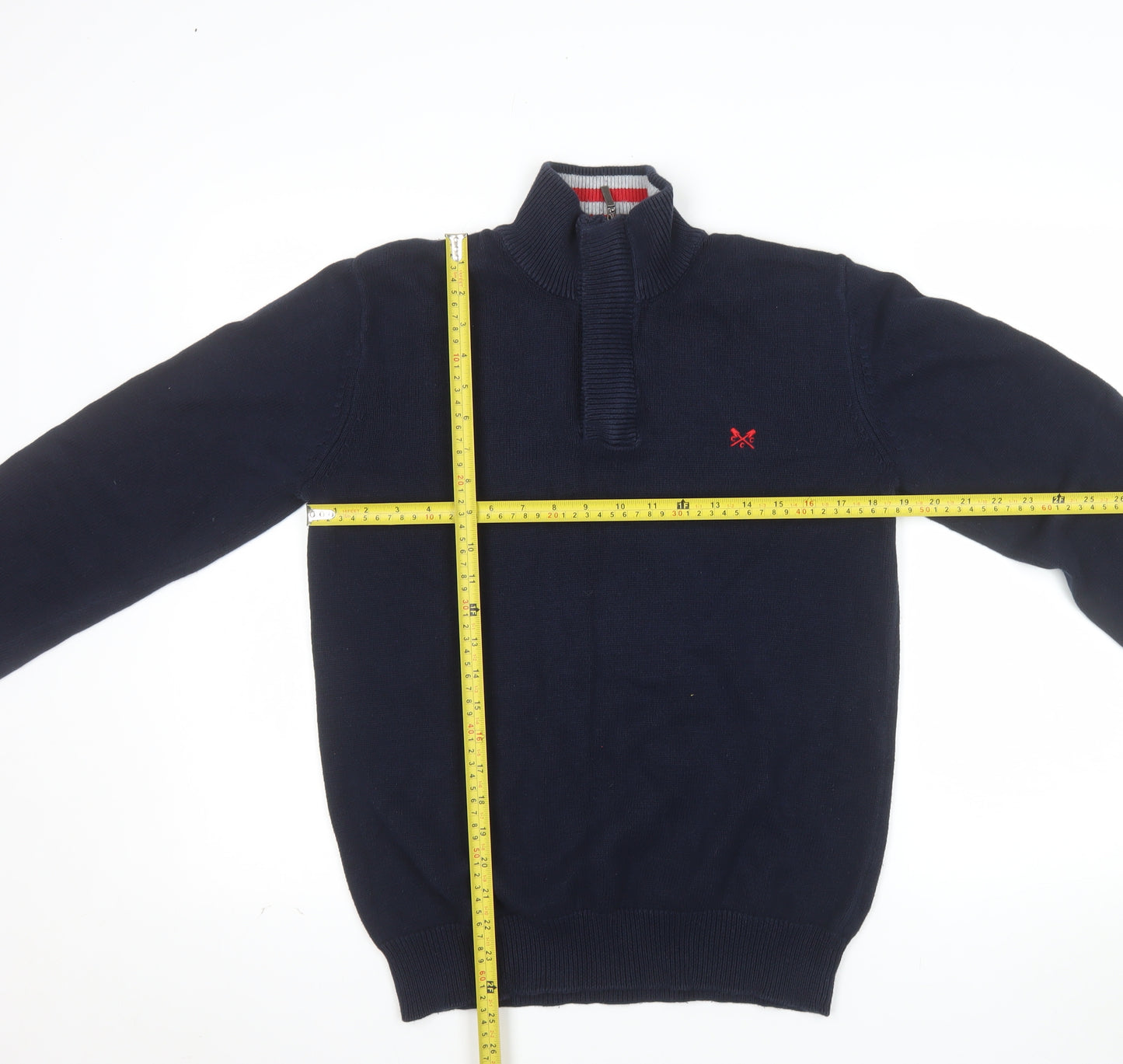 Crew Clothing Company Men's Blue Half Zip Cotton Jumper M