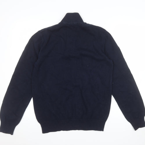 Crew Clothing Company Men's Blue Half Zip Cotton Jumper M