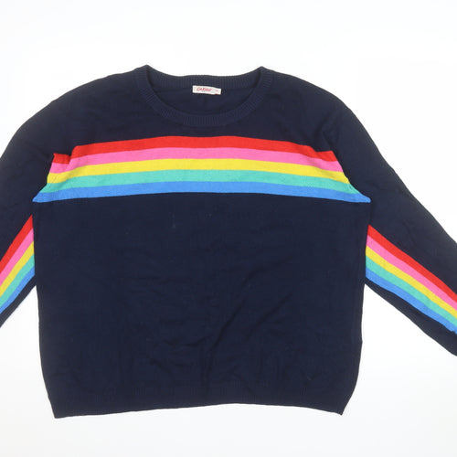 Cath Kidston Women’s Blue Rainbow Stripe Crew Neck Cotton Jumper XL