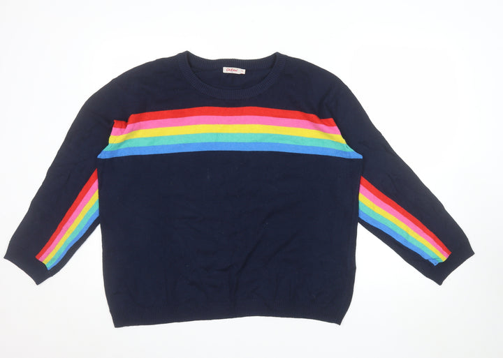 Cath Kidston Women’s Blue Rainbow Stripe Crew Neck Cotton Jumper XL