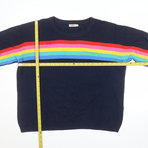 Cath Kidston Women’s Blue Rainbow Stripe Crew Neck Cotton Jumper XL
